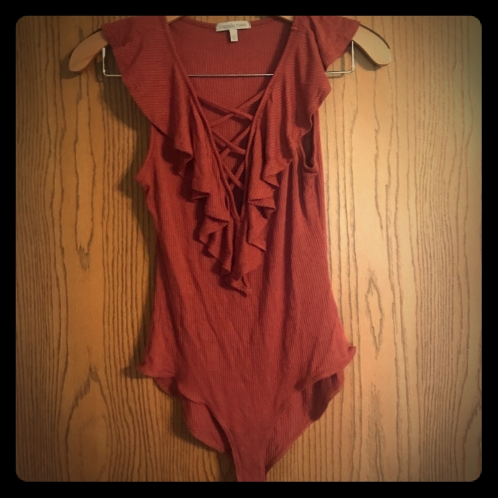 Ruffled front bodysuit